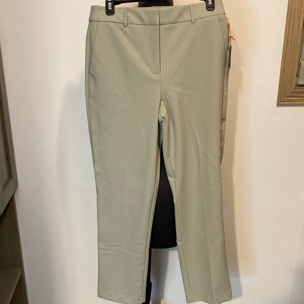 Christian Siriano Straight Leg Pants in Light Sage Green